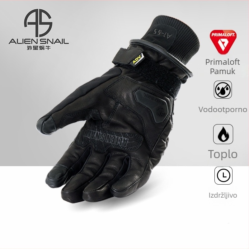 Alien Snail AT-65P motociklističke rukavice s dlanom od kozje kože, protivklizne, prilagodljive, zimski model
