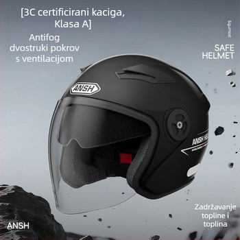 Ansh električna kaciga za motocikl s dvostrukim lećama, stil 3/4, ABS, 3C certificirano