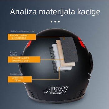 Kaciga s punim licem za električne motocikle – AWN, PP materijal, 3C certifikat 2023091105021111, mogućnost prilagođavanja