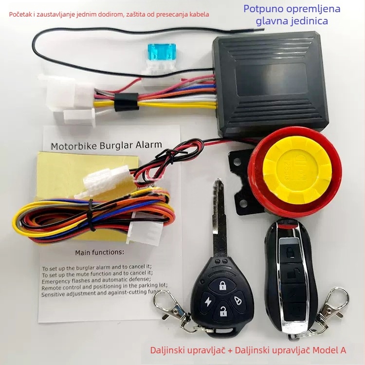 Motociklistički alarm s daljinskim upravljanjem, pokretanje bez ključa, paljenje jednim gumbom, 12V vodootporan, univerzalno kompatibilan