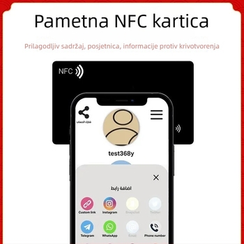 NFC/RFID pametna vizitka, bezkontakno čitanje/pisanje, 144 bajta pohrane, 100000 ciklusa brisanja, radna temperatura -25°C do 75°C