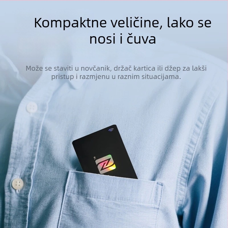 NFC/RFID pametna vizitka, bezkontakno čitanje/pisanje, 144 bajta pohrane, 100000 ciklusa brisanja, radna temperatura -25°C do 75°C