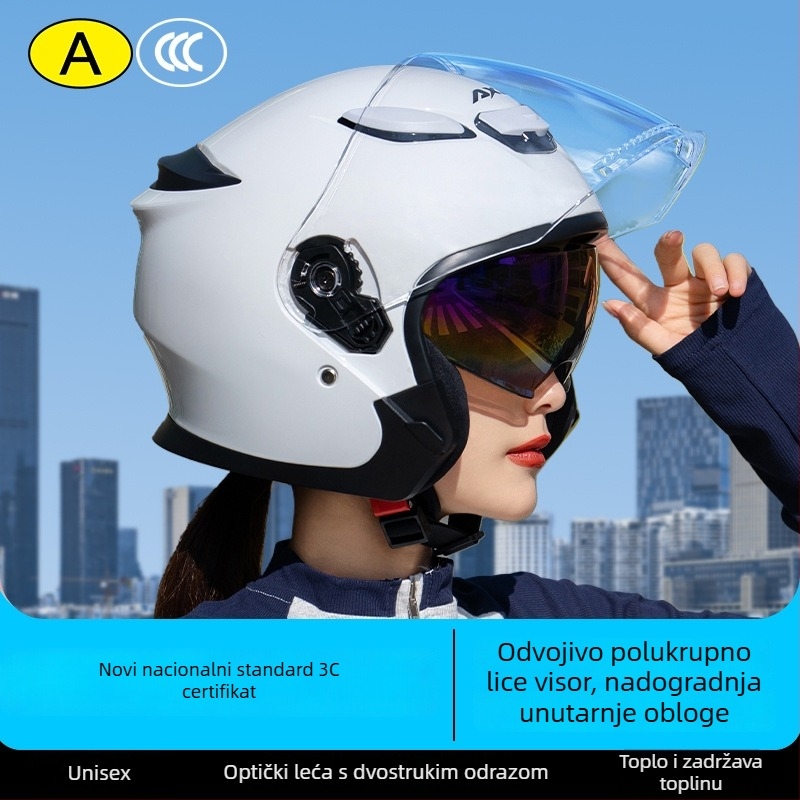 AXK 3/4 kaciga za motocikl ABS za električne motocikle, certificirana 3C Gb811-2022a, pogodna za sve sezone