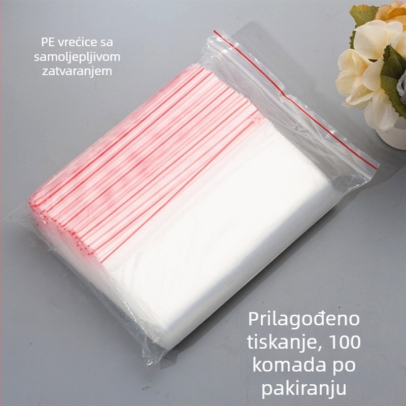 Prozirna PE vrećica sa zatvaračem za pakiranje hrane i svakodnevnih potrepština