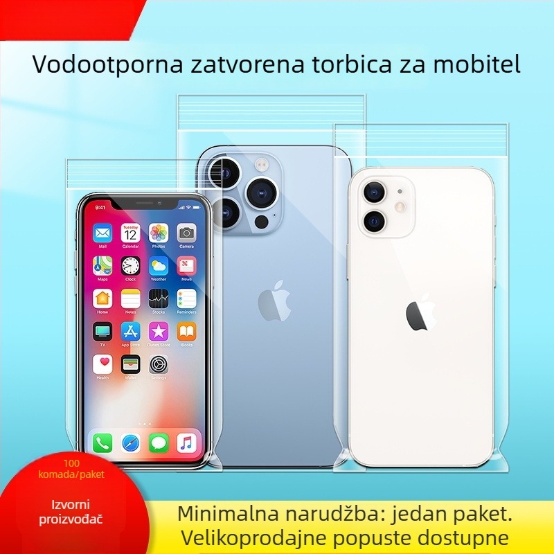 Zaštitna torbica za telefon, zaštita od prašine i vode, zatvara se, osjetljiv na dodir, debela PE vrećica za plažu