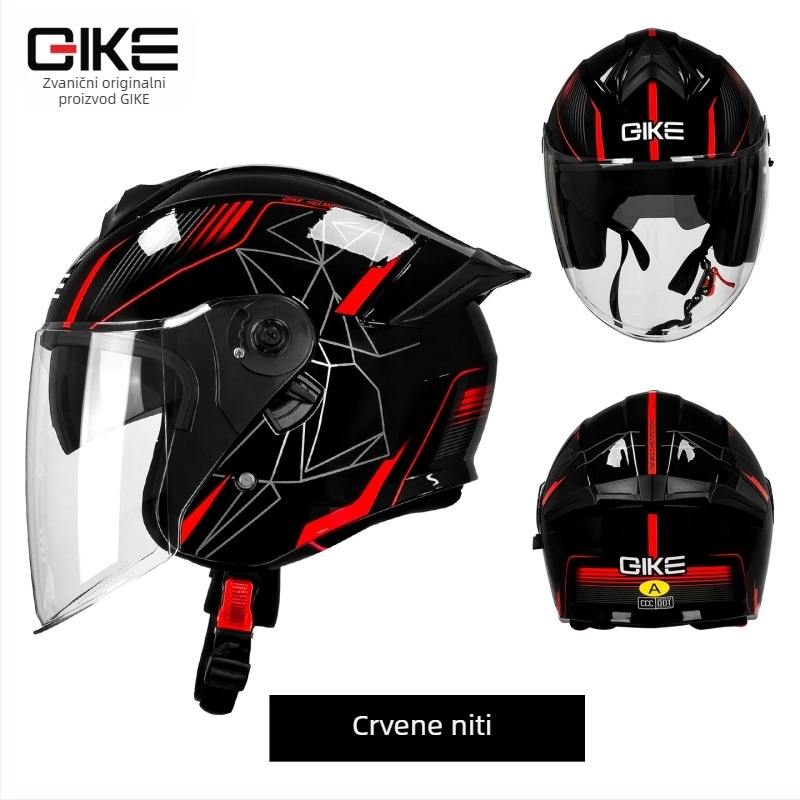 Kaciga za motocikl QIKE s 3C certifikatom, stil 3/4, ABS, univerzalni dizajn, sve sezone, za svakodnevnu vožnju