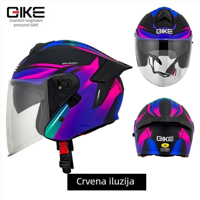 Kaciga za motocikl QIKE s 3C certifikatom, stil 3/4, ABS, univerzalni dizajn, sve sezone, za svakodnevnu vožnju