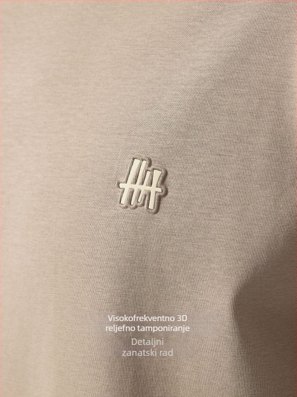 Muški dugi rukav T-shirt s trodimenzionalnim reljefom, pamukova smjesa, okrugli vrat, pravilan kroj, jesen 2025