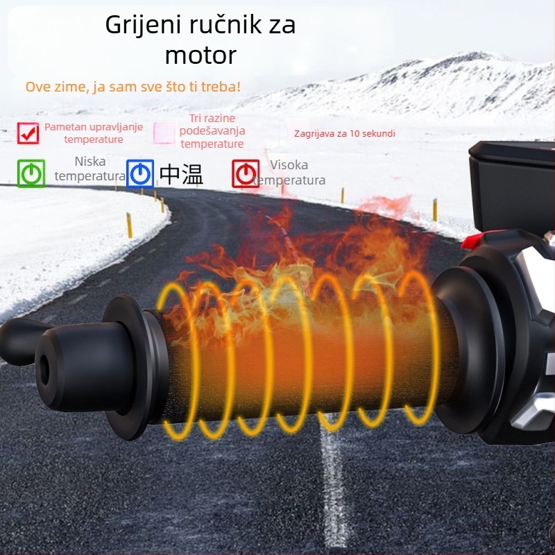 WUPP 12V vodootporna grijaća rukohvat motocikla s Velcro sustavom i inteligentnom regulacijom temperature