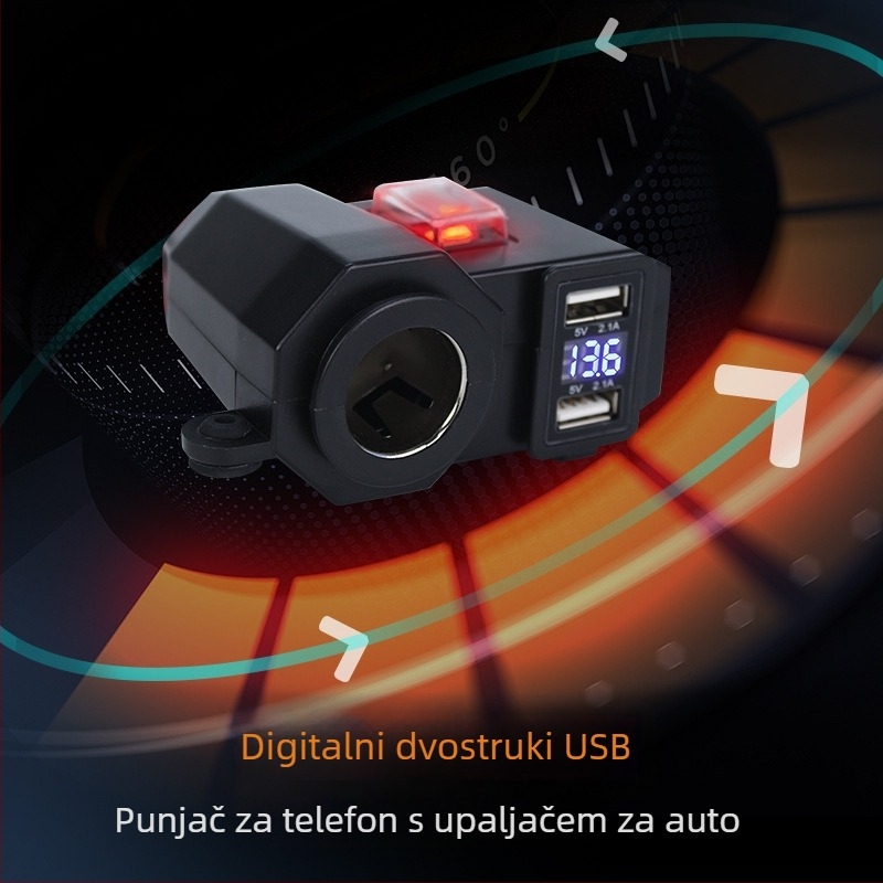 12V/24V USB punjač za motocikl i upaljač — vodootporan multifunkcionalni dodatak za motocikle, električna vozila i bicikle