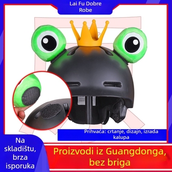 Polu-kaciga s dekoracijama: oči žabjeg princa, kruna i rogovi, uši zeca, tkanina, brend Supermoto