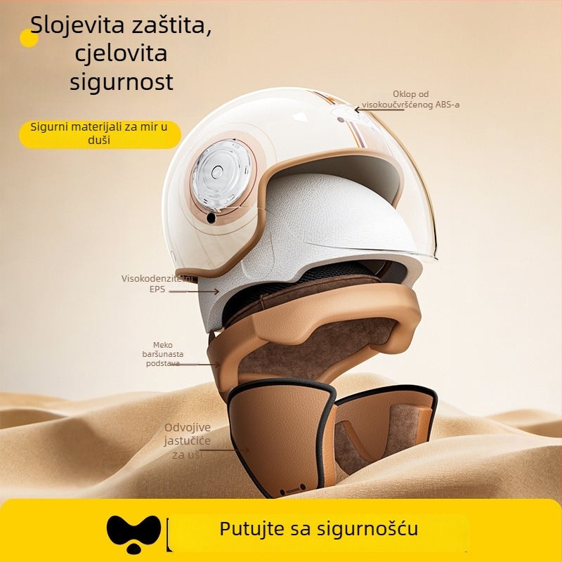Kaciga za električna vozila, ABS, stil 3/4, zimska toplina i otporna na vjetar, certificirana GB811-2022B