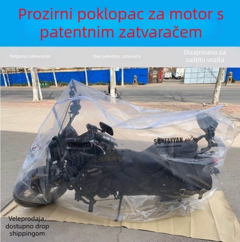 Prozirna navlaka za motocikl za unutarnju upotrebu, vodootporna i otporna na habanje, potpuno zatvorena i zapečaćena