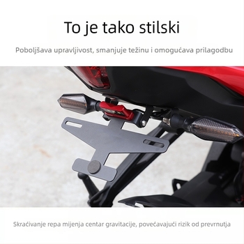 Okvir registarske pločice za motocikle Qianjiang QJ, sklopivi držač, kompatibilan s Race 400 modifikacijama i Race 600 kratkom repu