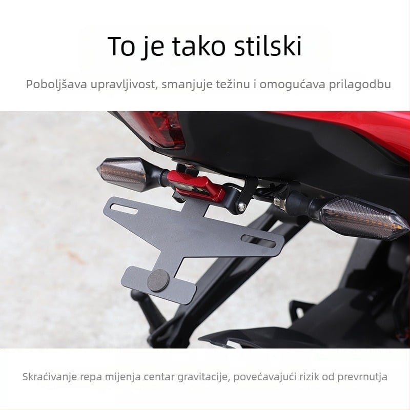 Okvir registarske pločice za motocikle Qianjiang QJ, sklopivi držač, kompatibilan s Race 400 modifikacijama i Race 600 kratkom repu