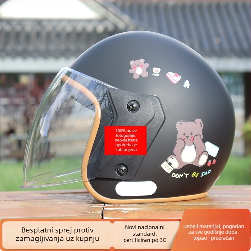 Kaciga 3/4 za električne motocikle, ABS, 3C certifikacija, sve sezone, za gradske vožnje