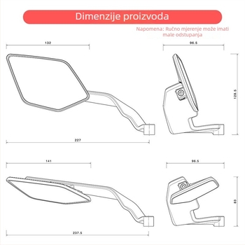 Sklopivi dodatak za ogledalo za motocikl No.9 Mavericks GSX250R, aluminijska zlitina