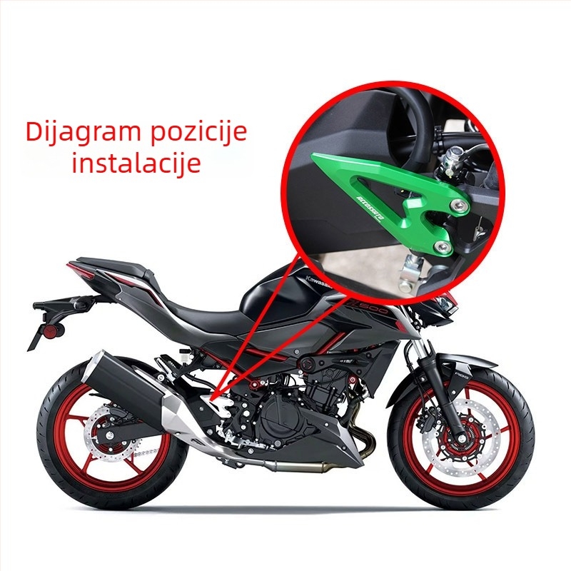 Prednja zaštita za stopalo za Kawasaki Ninja 500 — ukrasni bočni panel, zaštita od opeklina