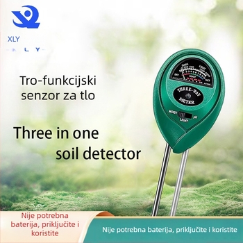 Tri u jednom detektor tla za vlagu, pH i hranjive tvari – model Three in One, marka Xing Lian Win, za vrt, cvijeće i lončanice, 91 g.