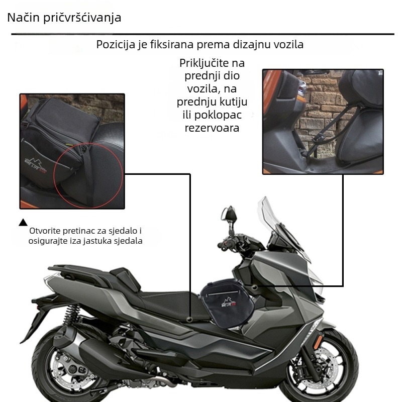 Motociklistička torba za stražnji dio i rezervoar, vodootporna crossbody torba i bočni džepovi