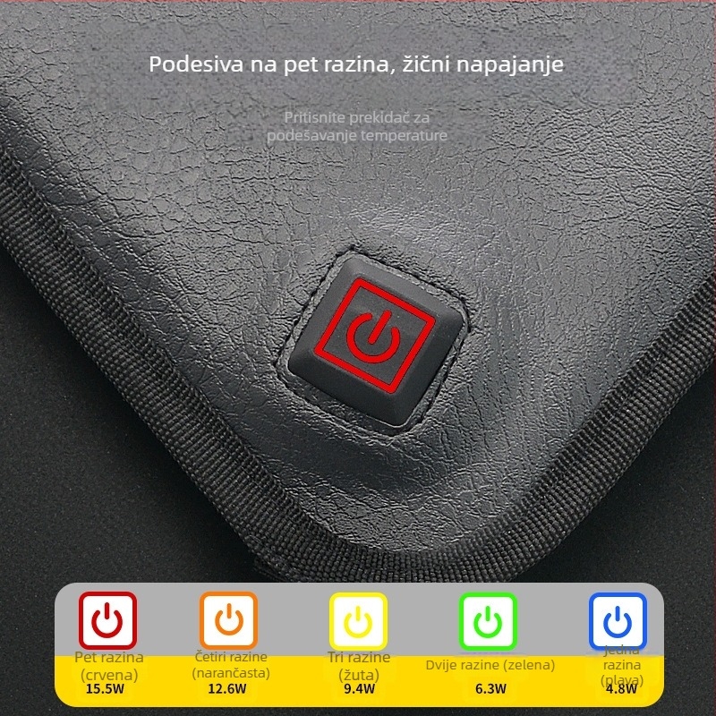 Električna grijaća jastučnica za motocikl s tri razine kontrole temperature, vodootporna, protiv klizanja, održava toplinu, 12V