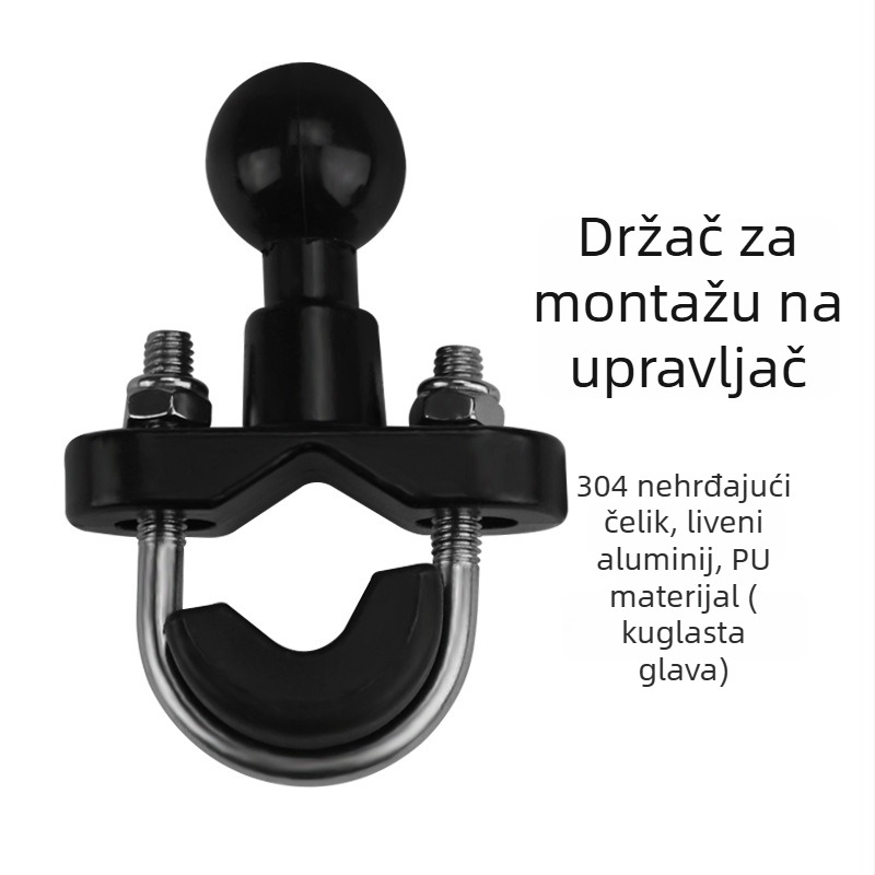Držač za telefon za motocikl s kuglastom glavom od 23 mm, nosač na upravljač i retrovizor, komad za prilagodbu upravljača