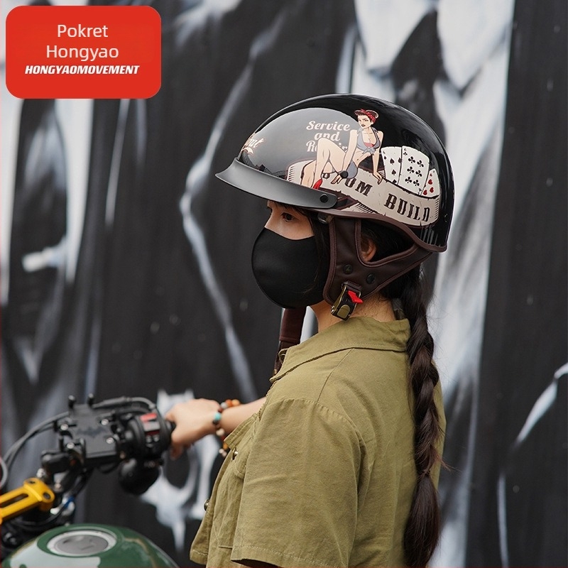 Retro polu kaciga za motocikl – ABS, 3C certifikat, za odrasle, za gradske vožnje