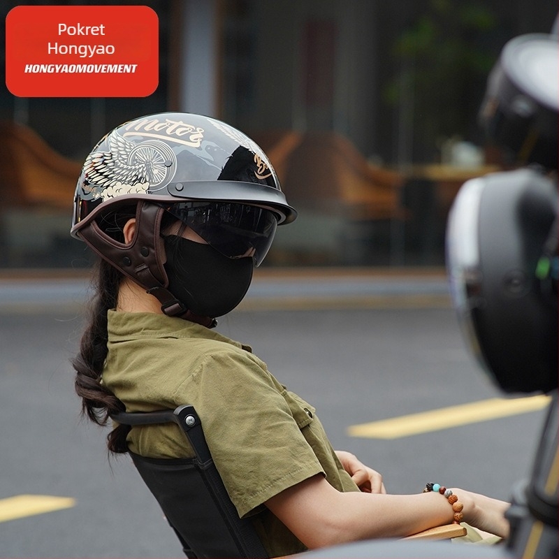 Retro polu kaciga za motocikl – ABS, 3C certifikat, za odrasle, za gradske vožnje