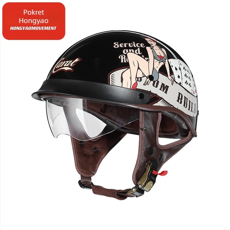 Retro polu kaciga za motocikl – ABS, 3C certifikat, za odrasle, za gradske vožnje