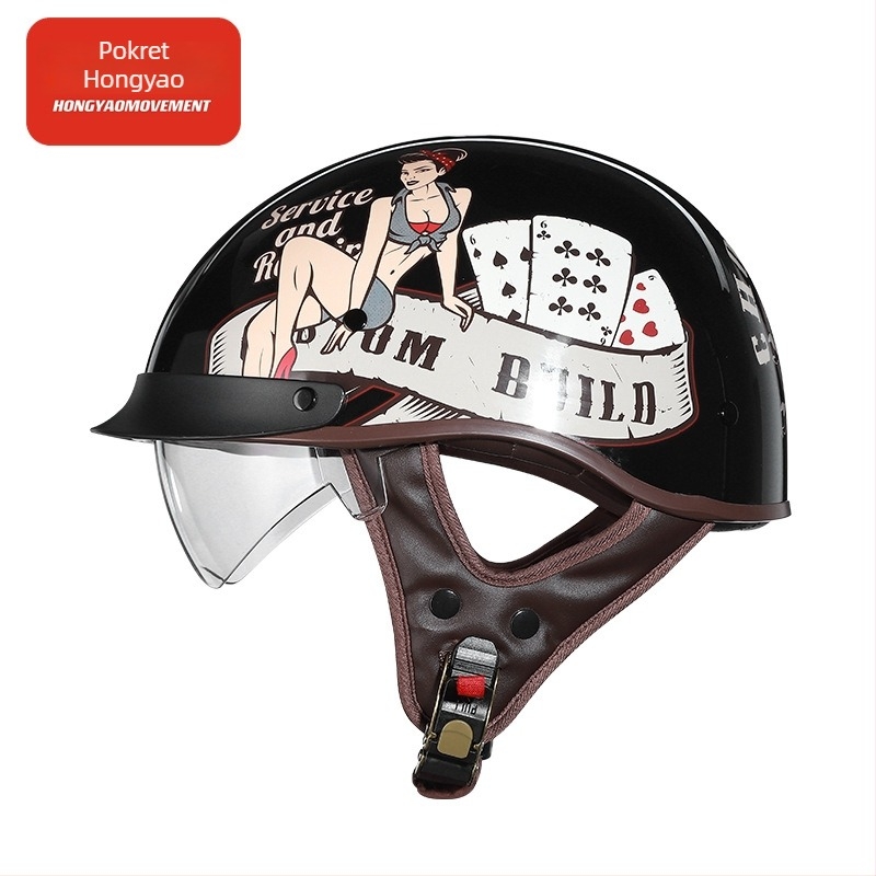 Retro polu kaciga za motocikl – ABS, 3C certifikat, za odrasle, za gradske vožnje