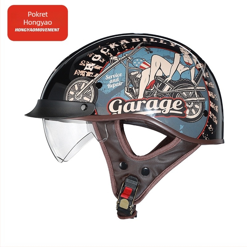Retro polu kaciga za motocikl – ABS, 3C certifikat, za odrasle, za gradske vožnje