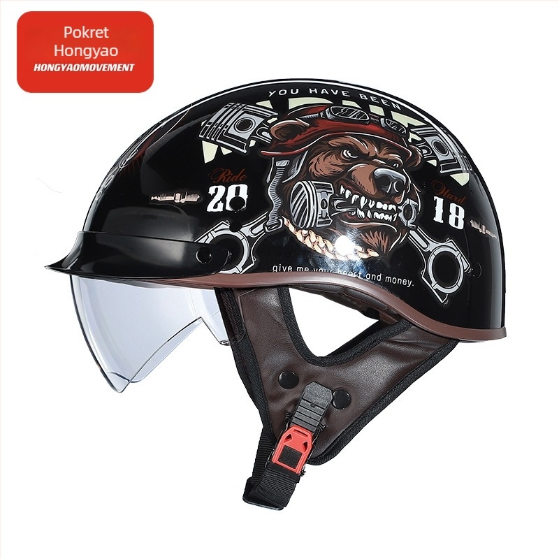 Retro polu kaciga za motocikl – ABS, 3C certifikat, za odrasle, za gradske vožnje