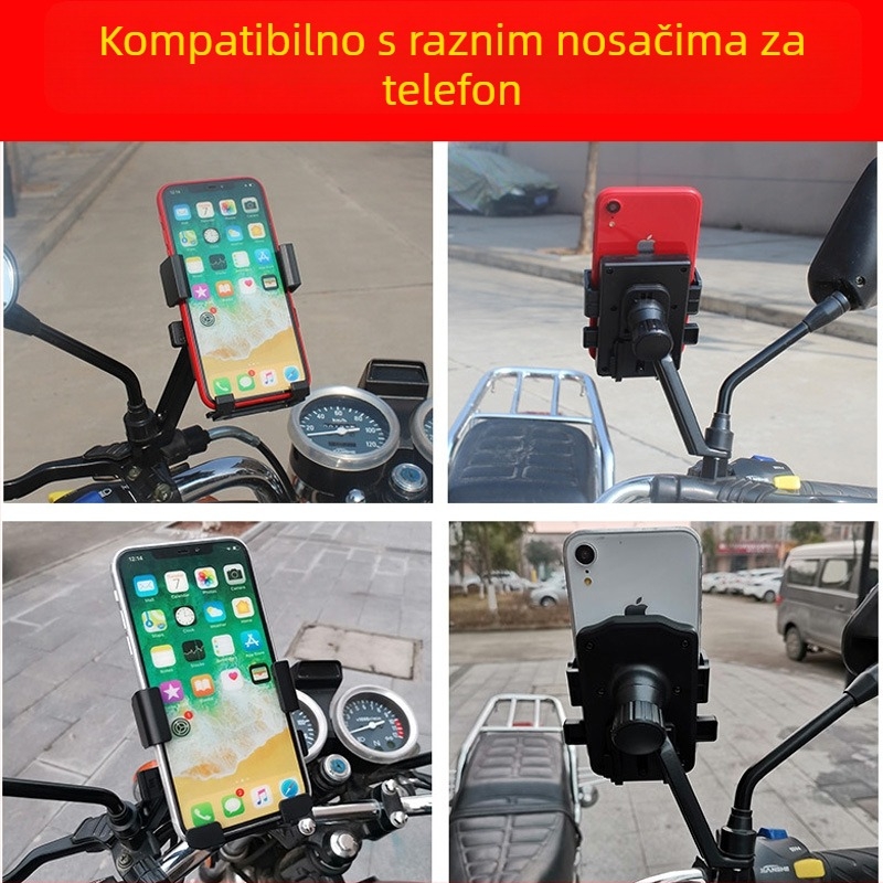 Patentirana aluminijska baza za držač telefona za motocikle i električna vozila
