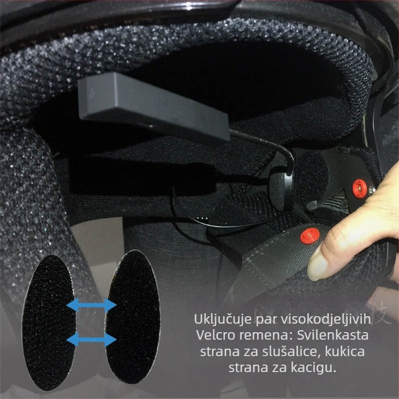 Bluetooth headset za kacigu motocikla, stereo zvuk, na kacigu postavljen, Bluetooth 5.0, domet 10 m, trajanje baterije 4–8 sati