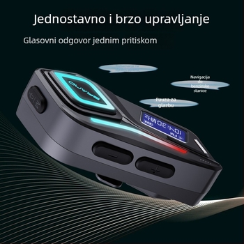 Bluetooth slušalica za motociklističku kacigu s interkomom — Bluetooth 5.0, doseg 10 m, stereo zvuk, 40 h trajanje baterije