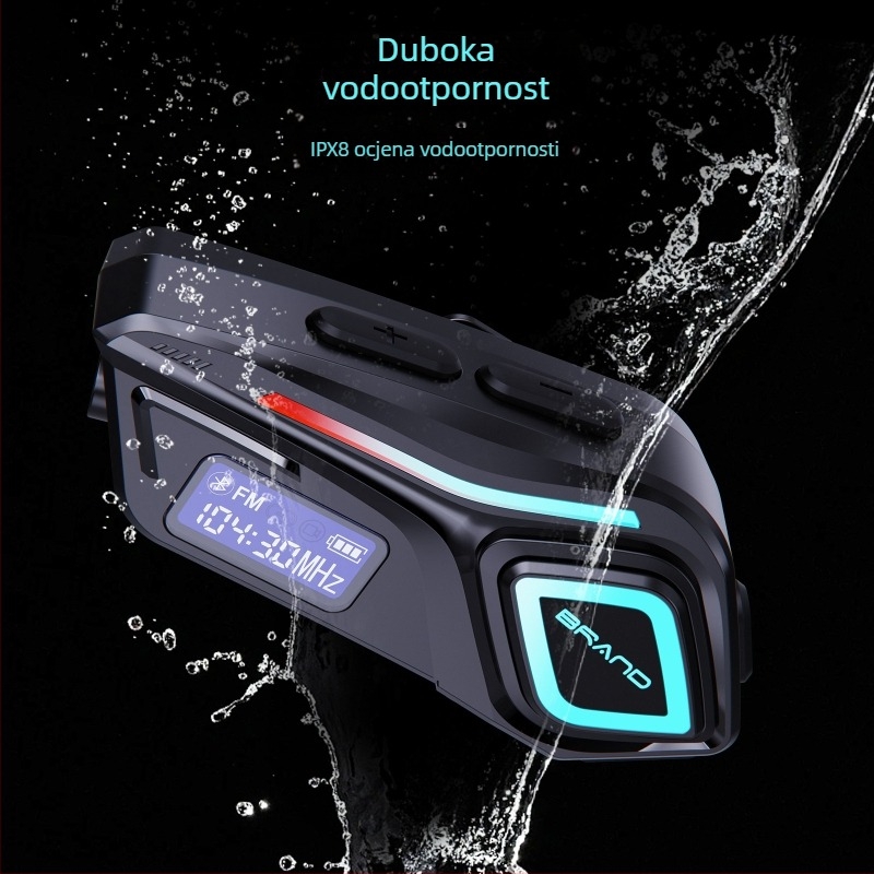Bluetooth slušalica za motociklističku kacigu s interkomom — Bluetooth 5.0, doseg 10 m, stereo zvuk, 40 h trajanje baterije