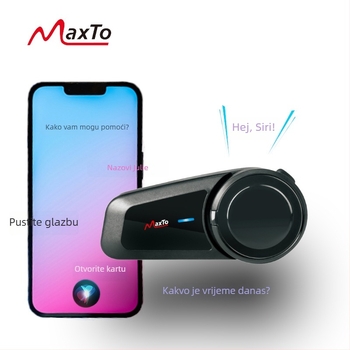 MAXTO Bluetooth slušalica za kacigu – domet 1000 m, 12 sati baterije, Bluetooth 5.0, vodootporna i prašinu otporna, 3D stereo zvuk