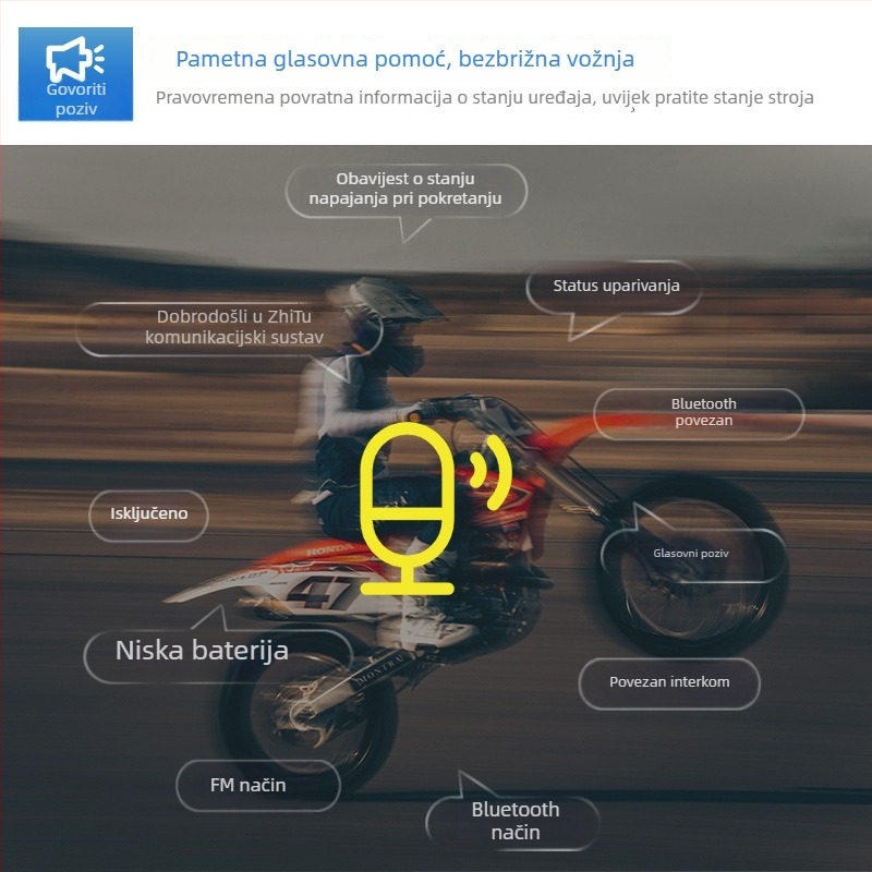 MAXTO Bluetooth slušalica za kacigu – domet 1000 m, 12 sati baterije, Bluetooth 5.0, vodootporna i prašinu otporna, 3D stereo zvuk