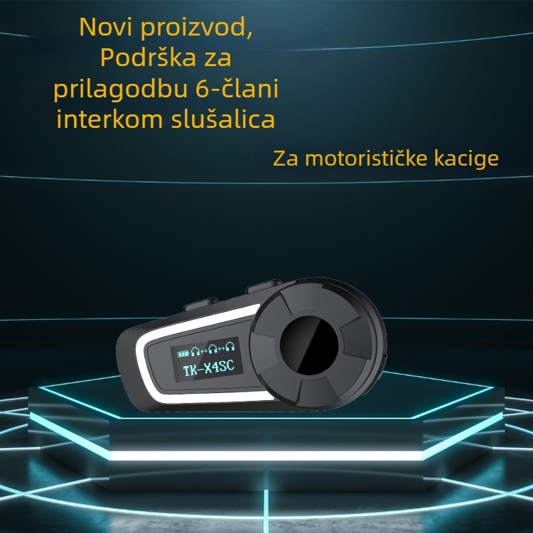Interkom za kacigu motocikla TK-X4SC, domet 100 m, Bluetooth 5.0, 40 h baterija, vodootporan i prašini otporan