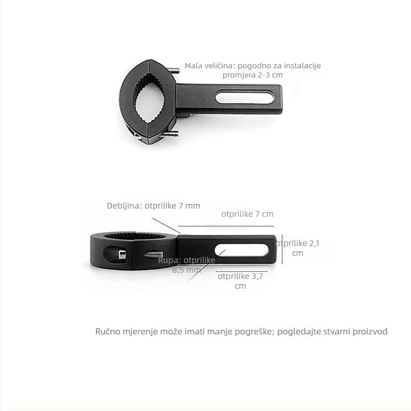 YC-004 Držač svjetla za motocikl, aluminijska legura, dvodijelni nosač s dvjema rupama, amortizacijsko produženje, podesiva rotacija, univerzalno