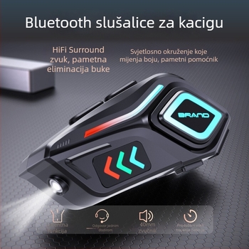 Bluetooth slušalica za kacigu motocikla s redukcijom šuma, glazba i pozivi, interkom, stereo zvuk, domet 10 m, Bluetooth 5.4, glasovno upravljanje, na kacigu, vodootporna