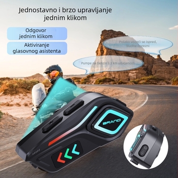 Bluetooth slušalica za kacigu motocikla s redukcijom šuma, glazba i pozivi, interkom, stereo zvuk, domet 10 m, Bluetooth 5.4, glasovno upravljanje, na kacigu, vodootporna