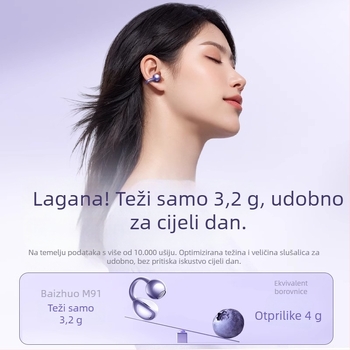 Bluetooth slušalice s klipsom za otvoreno uho, Huawei kompatibilno, tehnologija provodljivosti zraka, stereo, IPX7, doseg 10 m, trajanje 4–8 h (Model 2024)