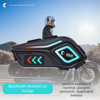 Bežični set slušalica za kacigu motocikla s interkomom i glazbom - vodootporan, 40 sati baterije, Bluetooth 5.4, domet 10 m, stereo obostrano