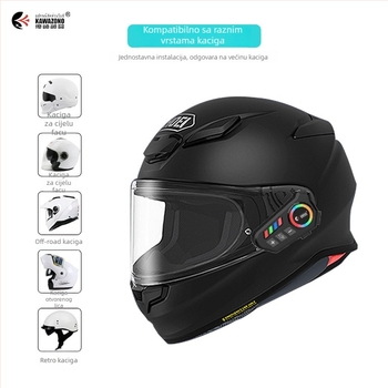 Bežični set slušalica za kacigu motocikla s interkomom i glazbom - vodootporan, 40 sati baterije, Bluetooth 5.4, domet 10 m, stereo obostrano