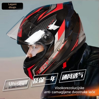 AWN kaciga za motor s punim licem, PP materijal, dvostruki vizir, sve sezone, CE certifikat