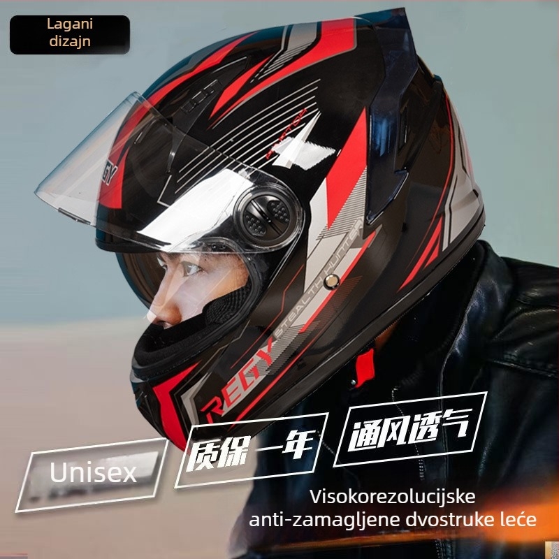 AWN kaciga za motor s punim licem, PP materijal, dvostruki vizir, sve sezone, CE certifikat