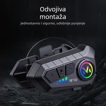 Y10 kaciga Bluetooth interkom slušalica, domet 10 m, Bluetooth 5.0, stereo, dvokanalni