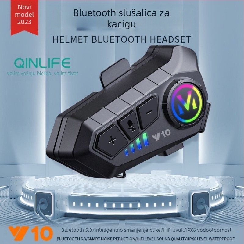 Y10 kaciga Bluetooth interkom slušalica, domet 10 m, Bluetooth 5.0, stereo, dvokanalni