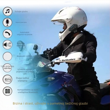 BT12 Bluetooth slušalica za kacigu, stereo zvuk, aktivno smanjenje šuma, 32 sati trajanja baterije, vodootporna za vožnju biciklom